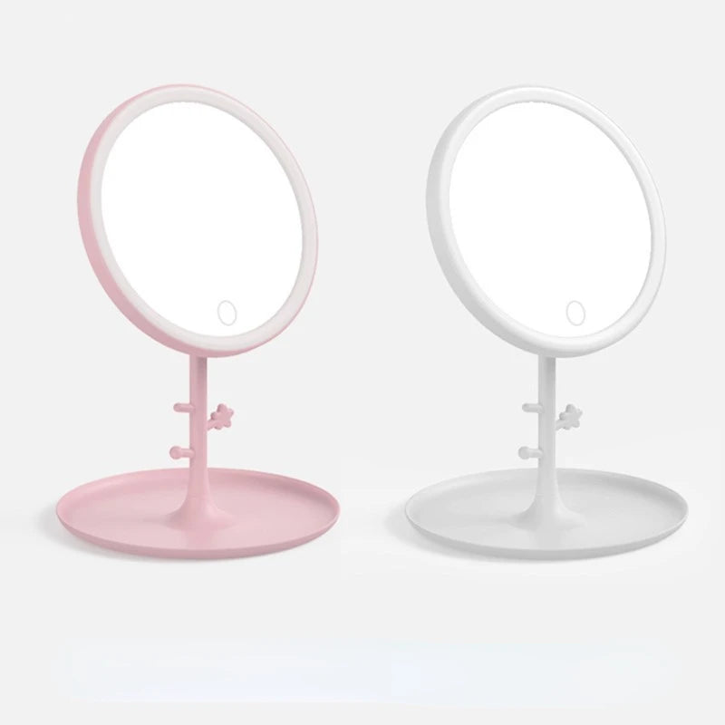 Espelho de maquiagem com tela sensível ao toque de led, espelho dobrável, iluminado, 3 cores
